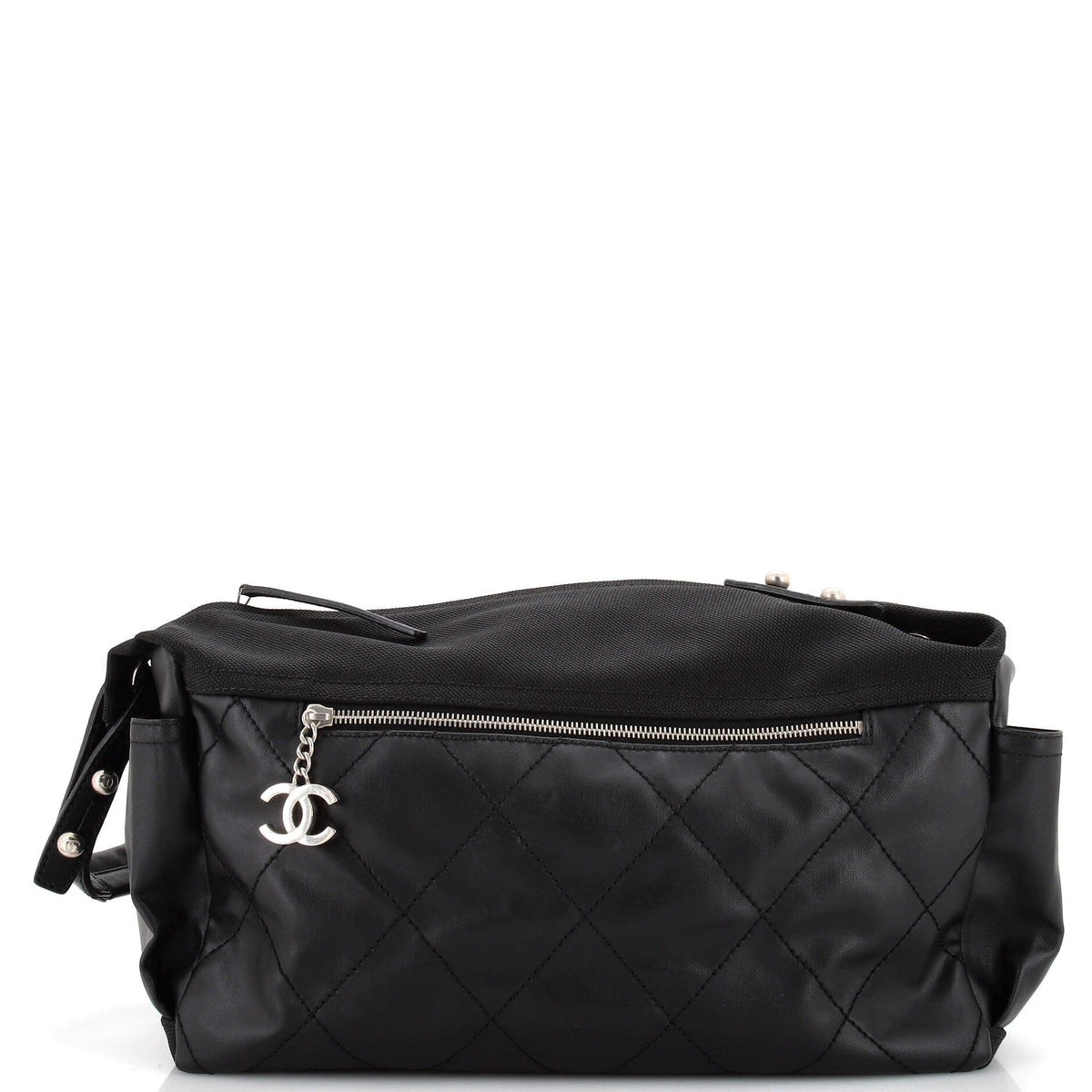 Chanel CHANEL Biarritz Hobo Quilted Coated Canvas Large