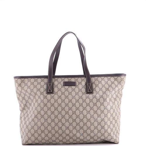 GUCCI Plus Tote GG Coated Canvas with Leather Large