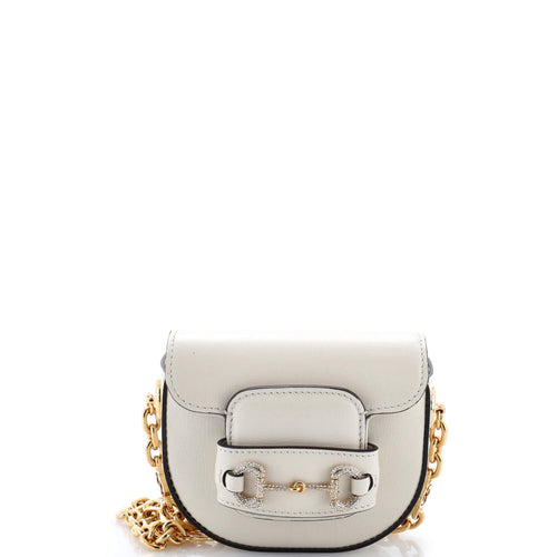 GUCCI Horsebit 1955 Chain Convertible Belt Bag Leather with Crystal Detail Mini