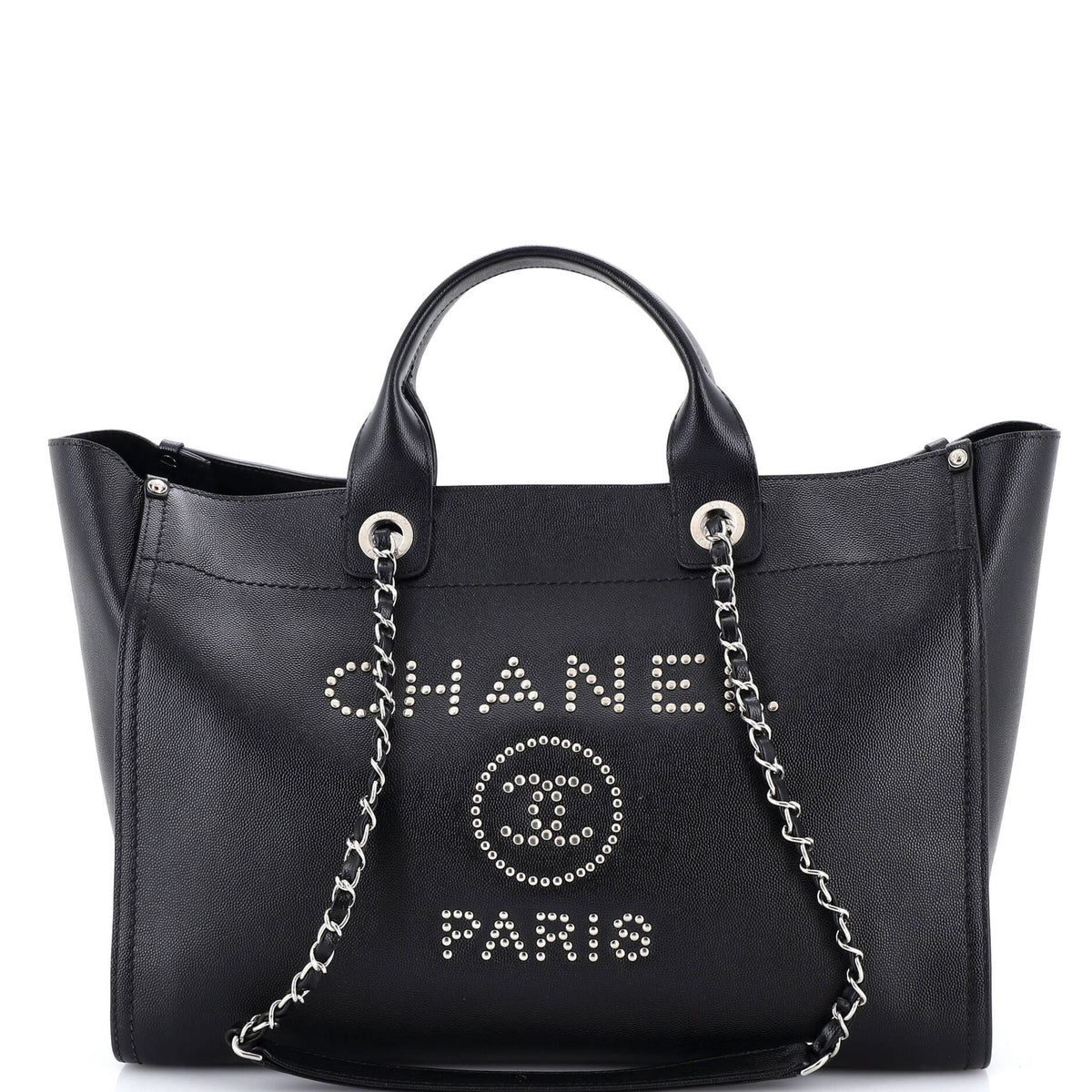 Chanel CHANEL Deauville Tote Studded Caviar Medium