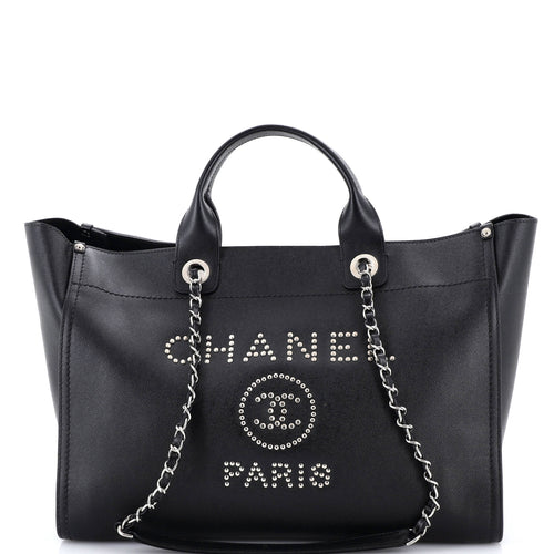 CHANEL Deauville Tote Studded Caviar Medium