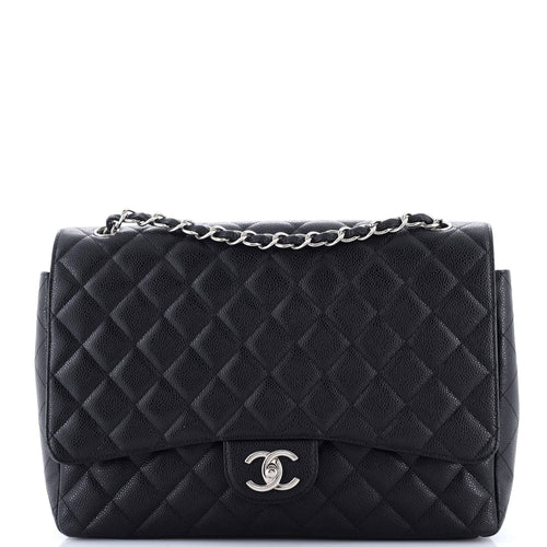 CHANEL Classic Double Flap Bag Quilted Caviar Maxi