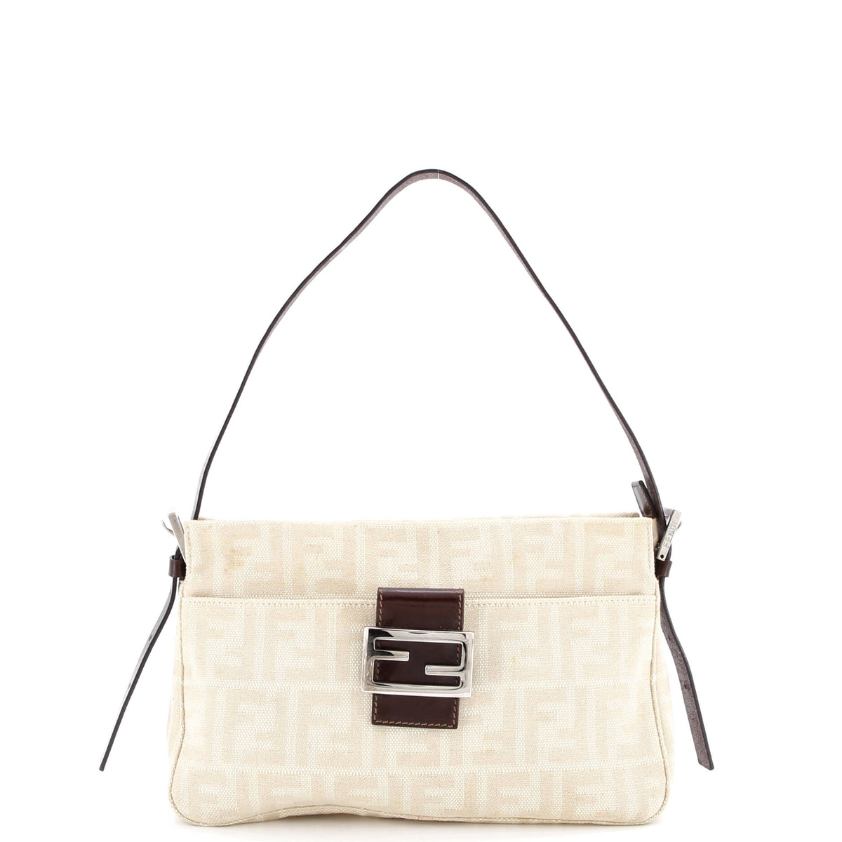 Fendi FENDI Vintage Pocket Shoulder Bag Zucca Canvas Small