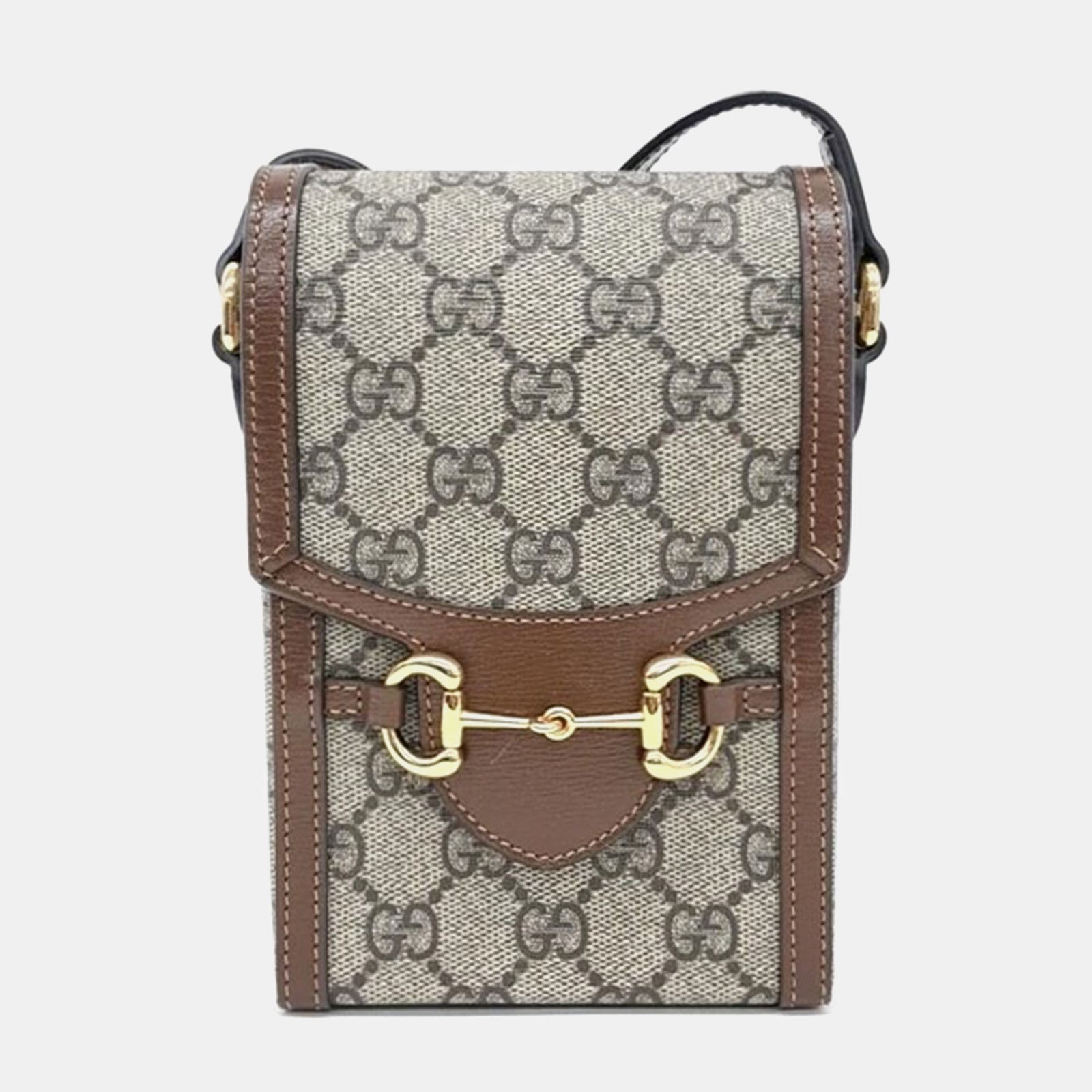 Gucci Beige GG Canvas Horsebit 1955 Mini Crossbody Bag