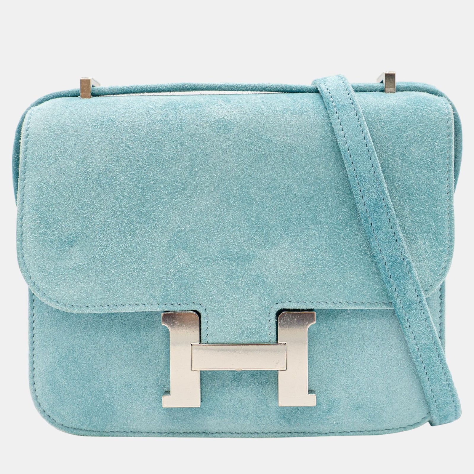 Herm?s Hermès Doblis Constance 18 en Bleu Atoll avec sac PHW