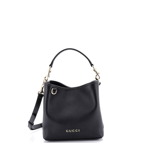 GUCCI Emblem Bucket Bag Leather Small