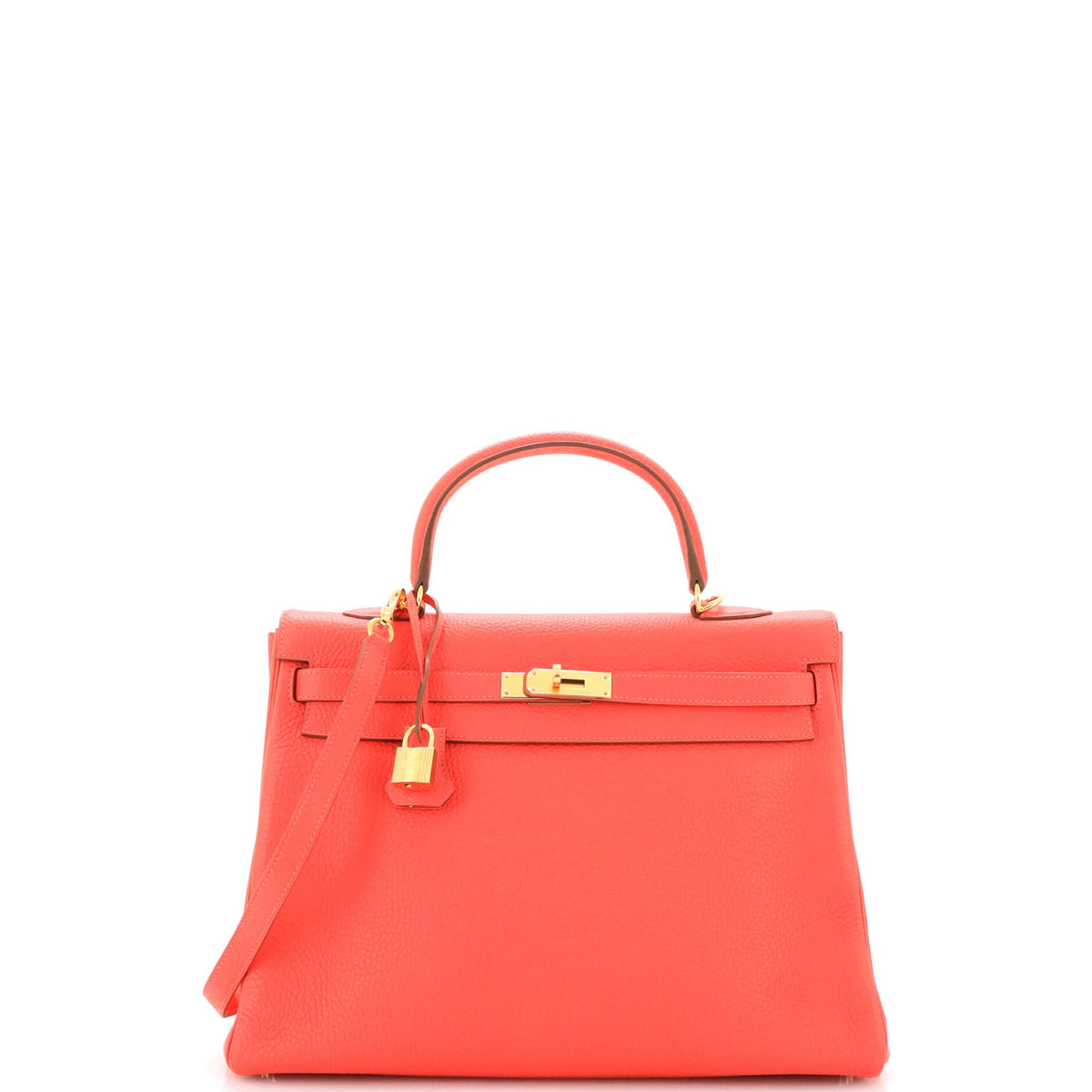 Hermès Kelly Handbag Rose Jaipur Clemence with Gold Hardware 32
