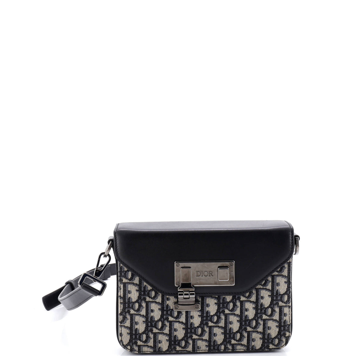 Christian Dior Clasp Lock Messenger Pouch Oblique Canvas and Leather