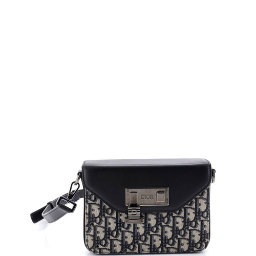 Clasp Lock Messenger Pouch Oblique Canvas and Leather