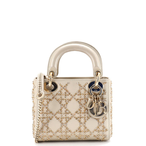 Lady Dior Chain Bag Crystal Embellished Cannage Quilt Leather Mini