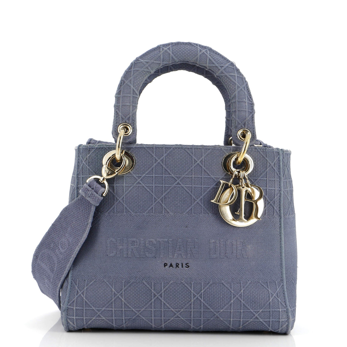 Christian Dior Lady D-Lite Bag Cannage Embroidered Canvas Medium