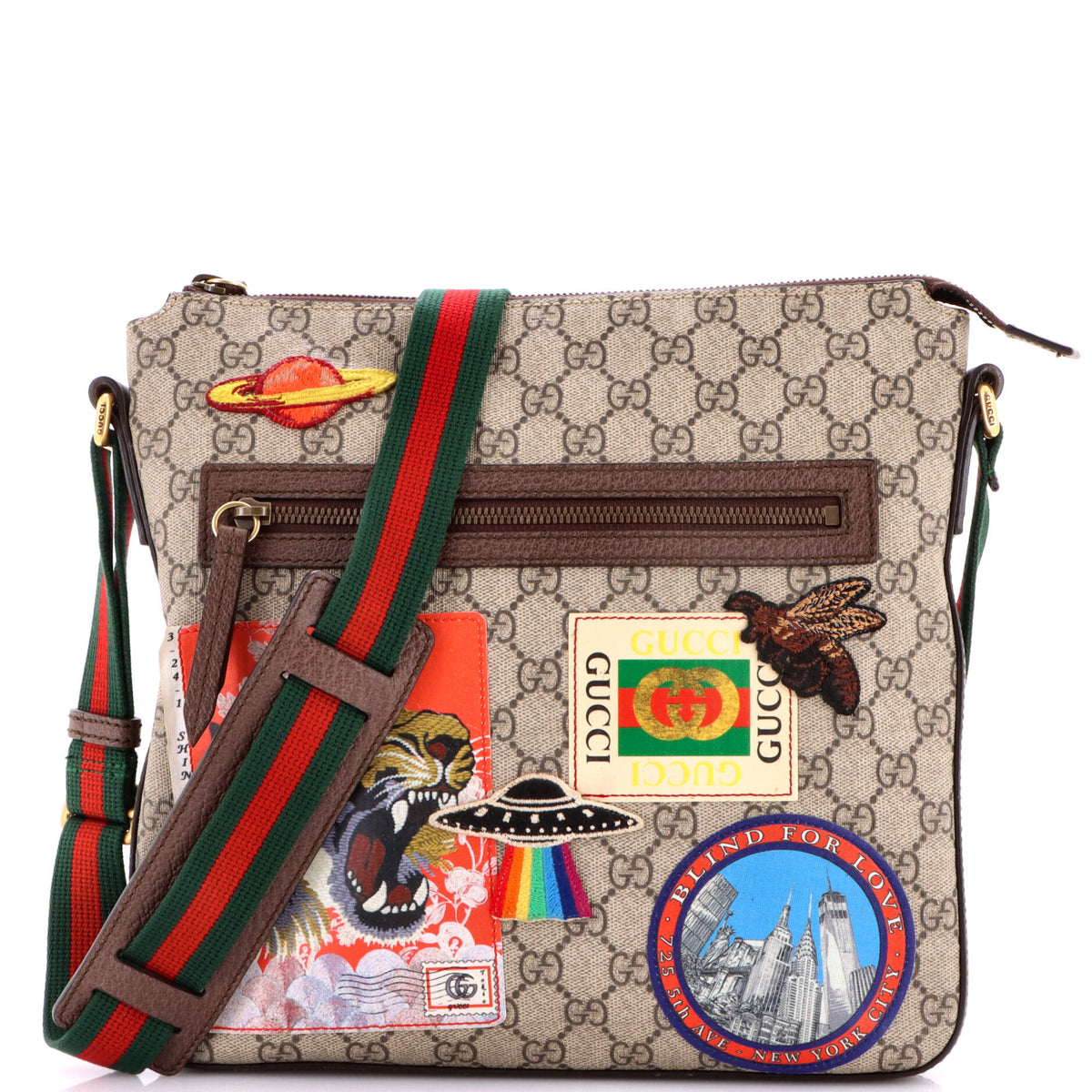 Gucci GUCCI Courrier Zip Messenger GG Coated Canvas with Applique Medium