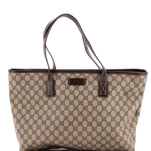 GUCCI Plus Tote GG Coated Canvas with Leather Medium