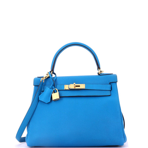 Kelly Handbag Bleu Zanzibar Togo with Gold Hardware 28