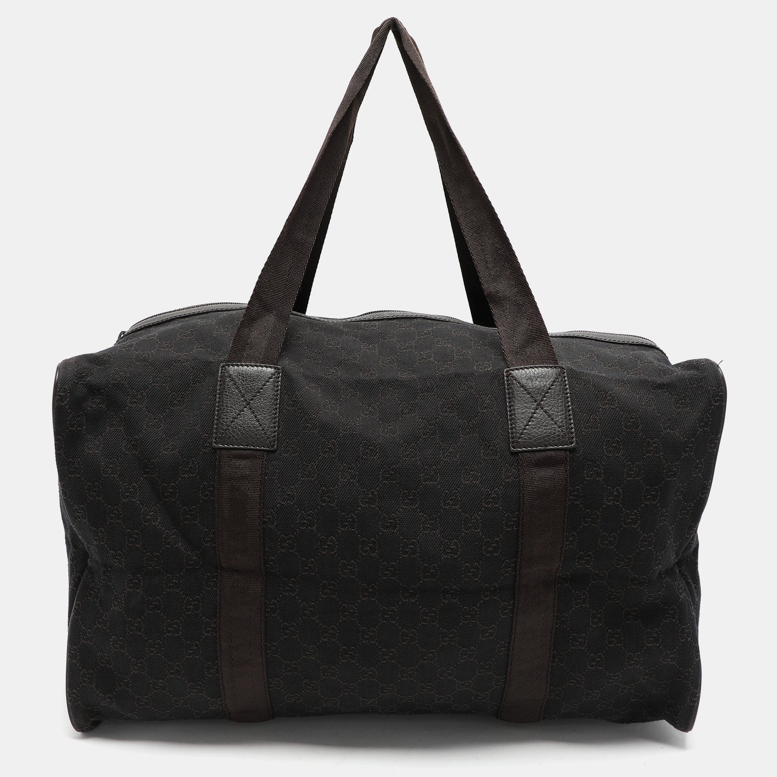 Gucci Reisetasche aus braunem GG Canvas und Leder