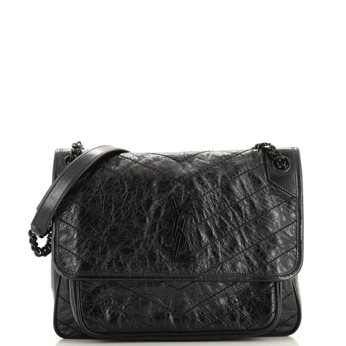 Niki Chain Flap Bag Matelassé Chevron Leder Mittel