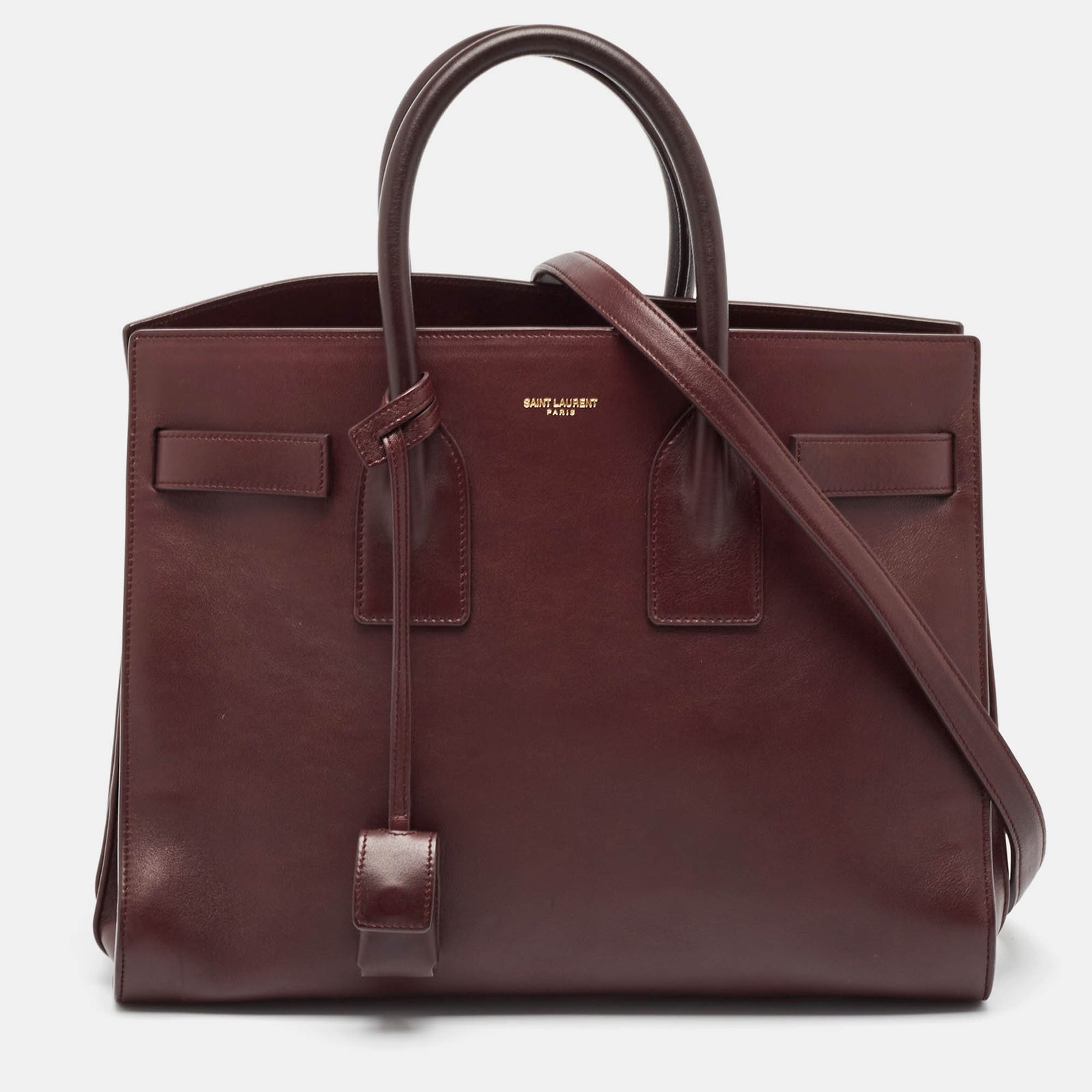 Saint Laurent Paris Sac fourre-tout classique en cuir bordeaux de petite taille Saint Laurent