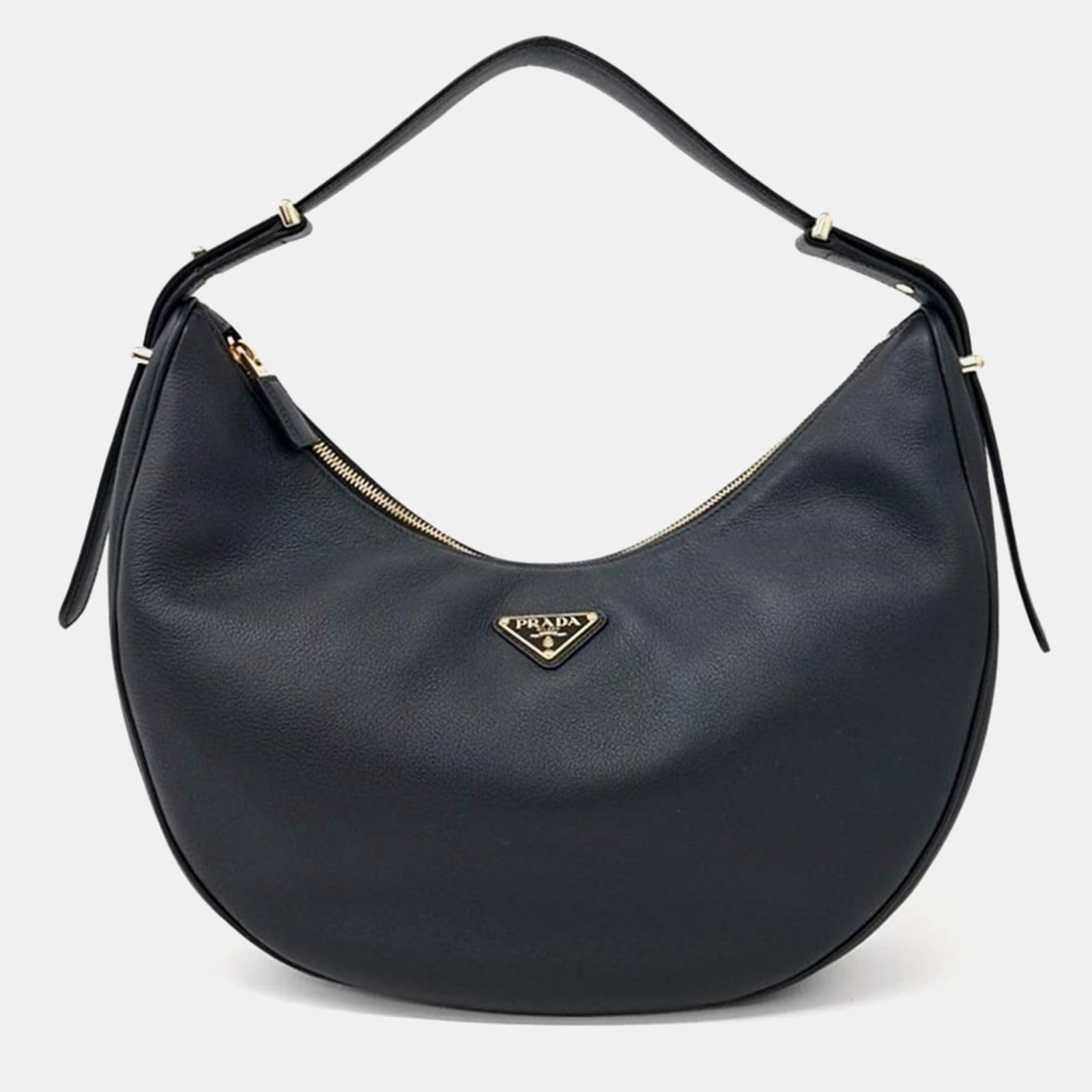 Prada Black Leather Arque Large Shoulder Bag