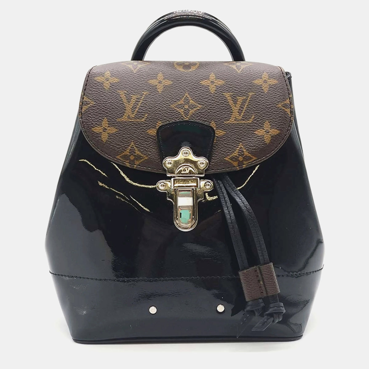 Louis Vuitton Brown/Black Vernis with Monogram Canvas Hot Springs Backpack