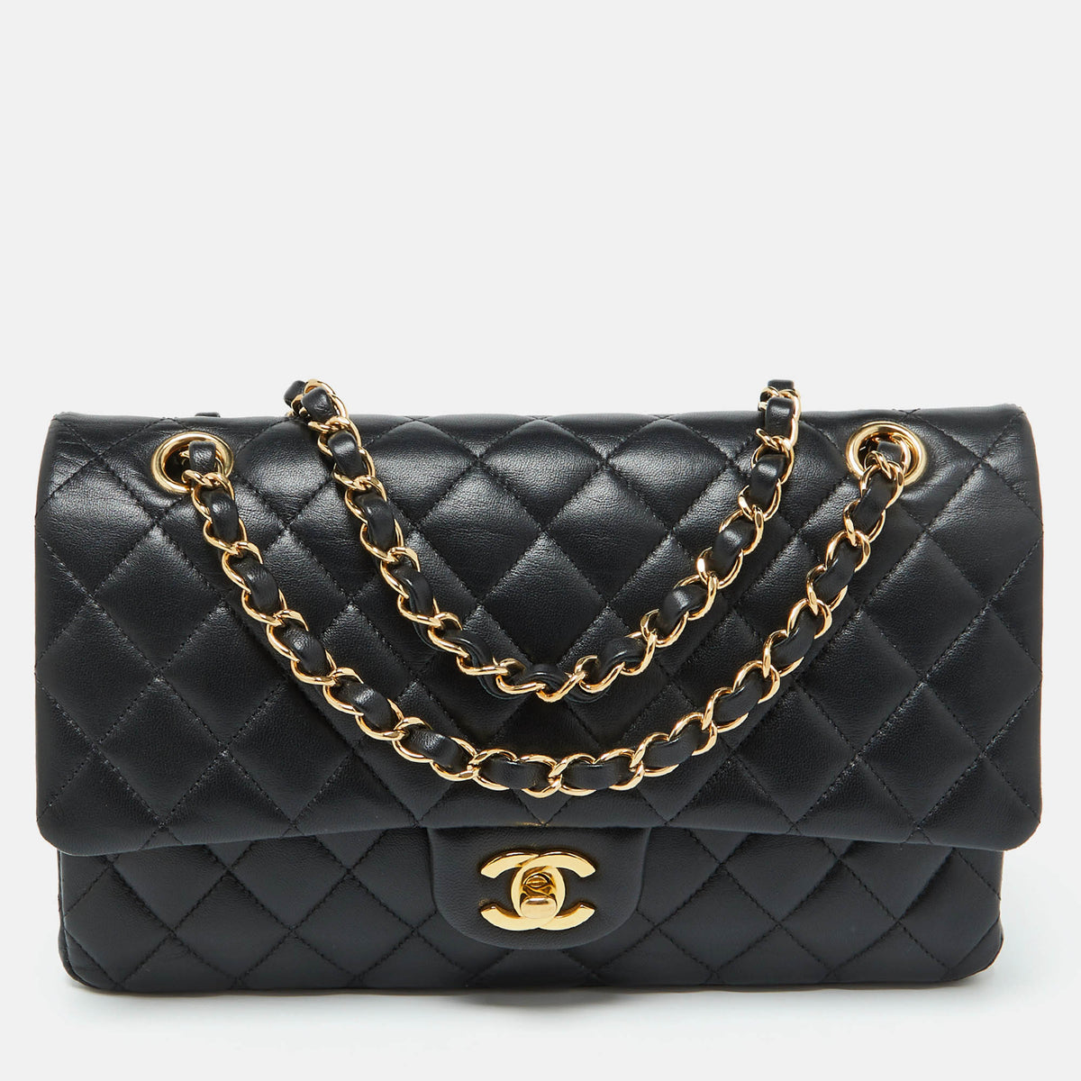Chanel Black Quilted Leather Medium Classic Double Flap Bag