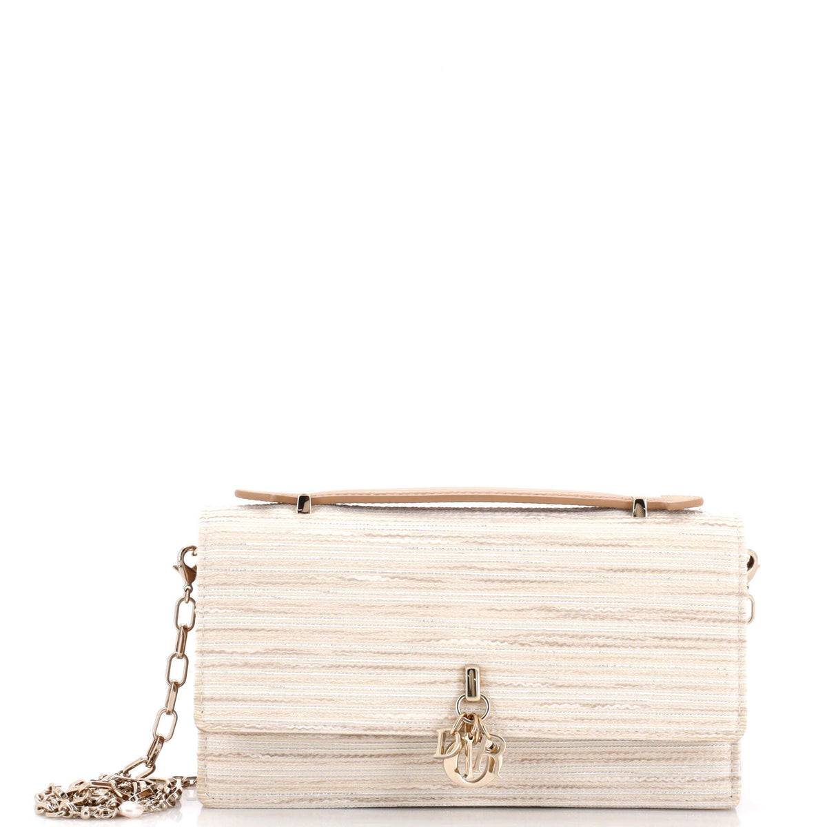 Christian Dior My Dior Top Handle Flap Bag Metallic Embroidered Canvas Mini