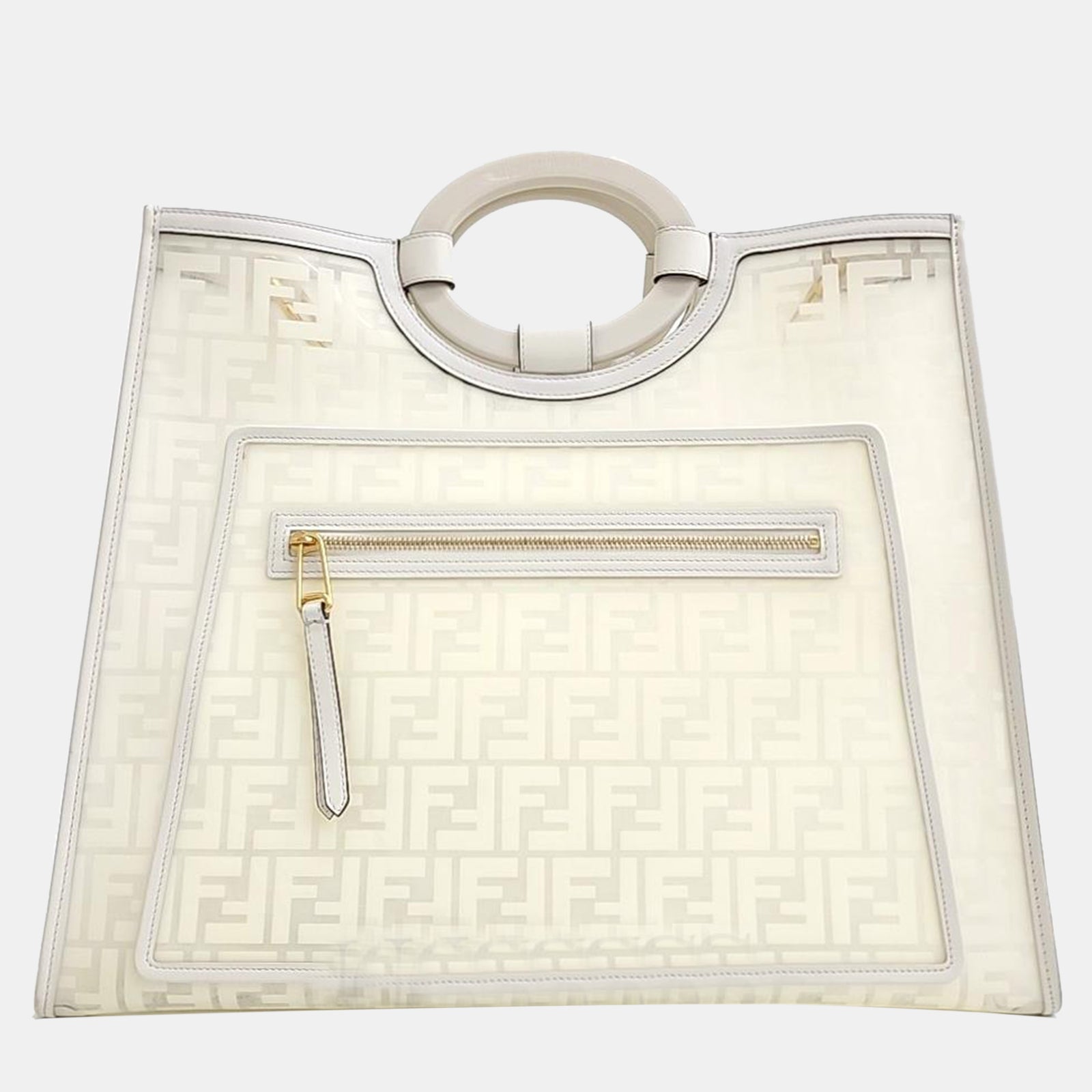 Fendi White Zucca Canvas Runaway Large Bag