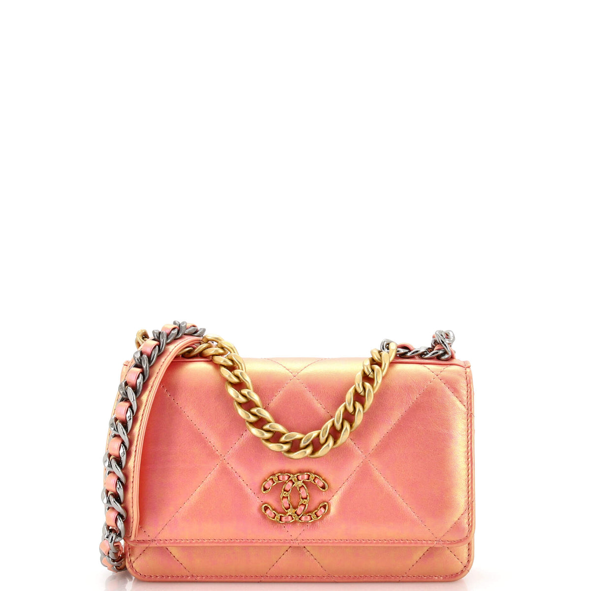 Chanel CHANEL 19 Wallet on Chain Quilted Iridescent Calfskin