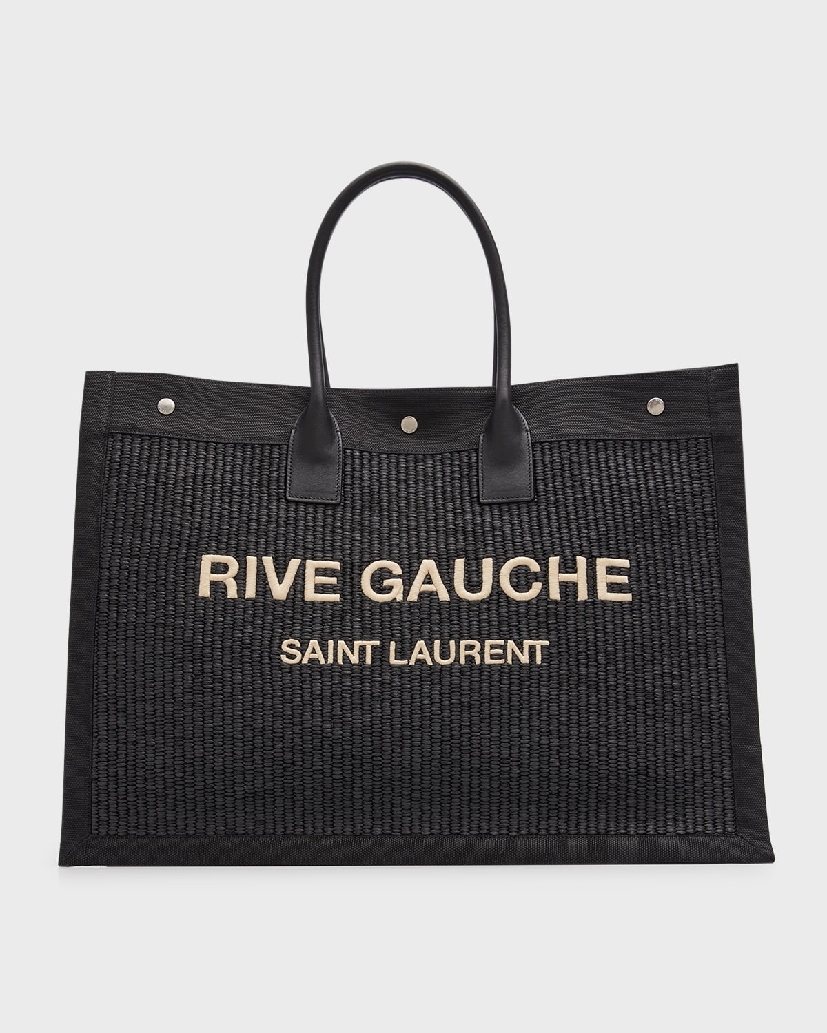 Saint Laurent Men's Rive Gauche Raffia Canvas Tote Bag