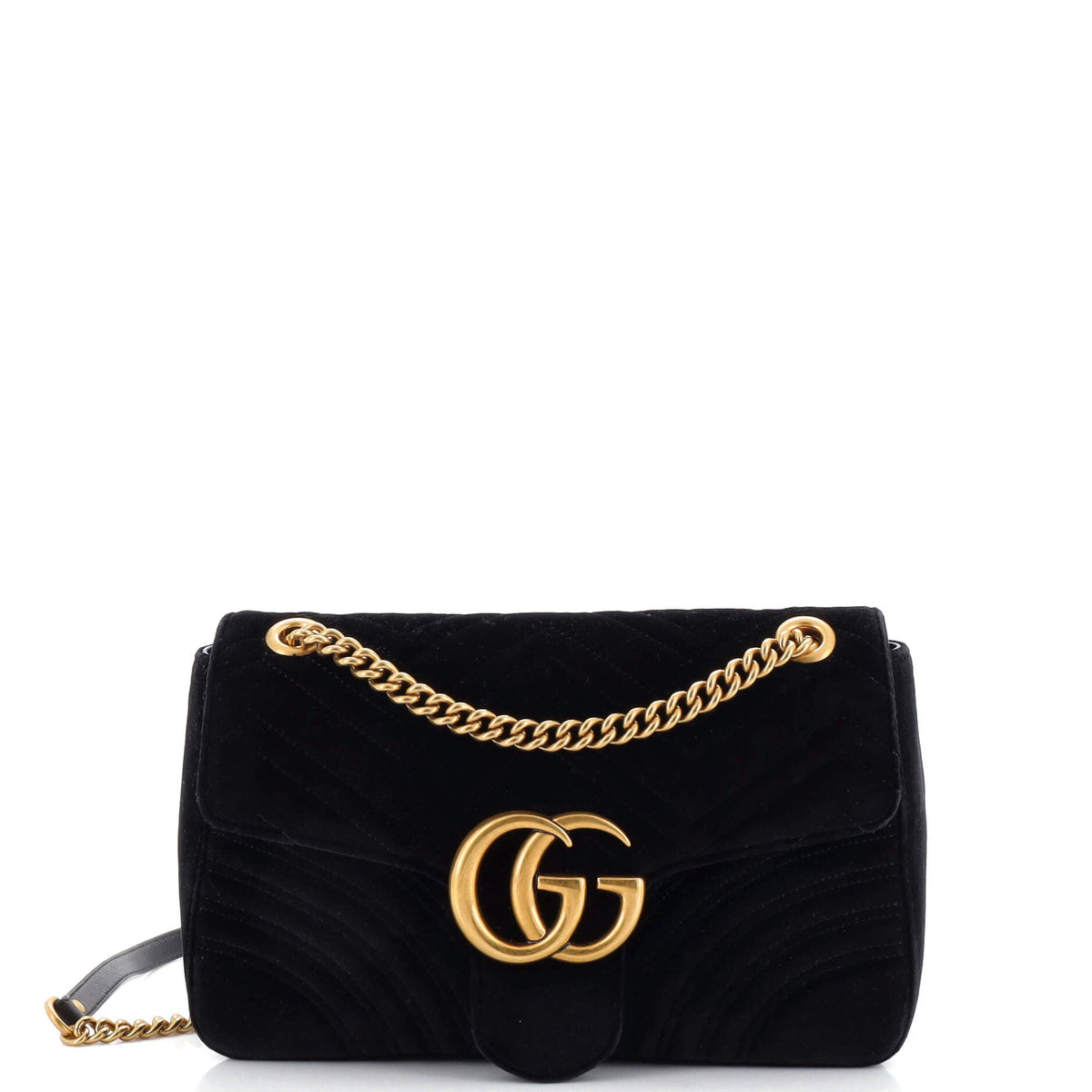 Gucci GUCCI GG Marmont Flap Bag Matelasse Velvet Medium