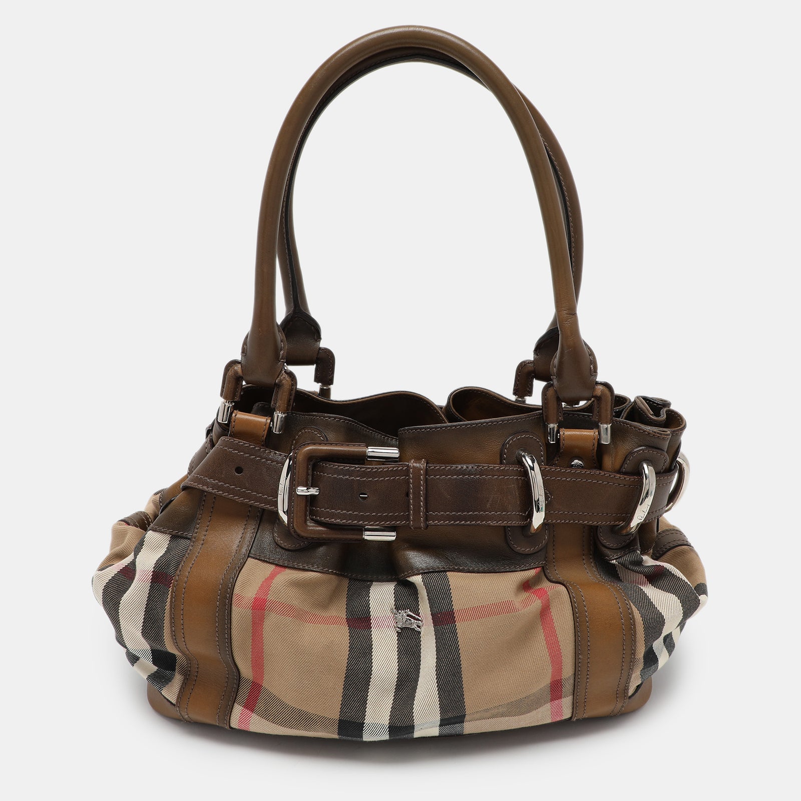 Burberry Brown House Check Canvas and Leather Beaton Tote