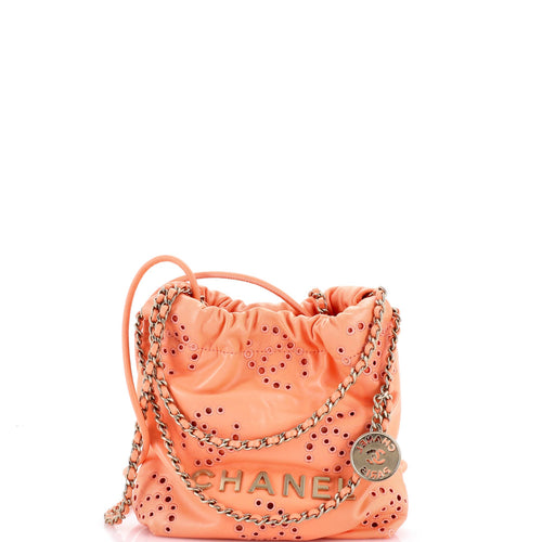 CHANEL 22 Chain Hobo CC Eyelet Embroidered Calfskin Mini