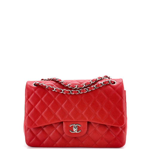 CHANEL Classic Double Flap Bag Quilted Caviar Jumbo