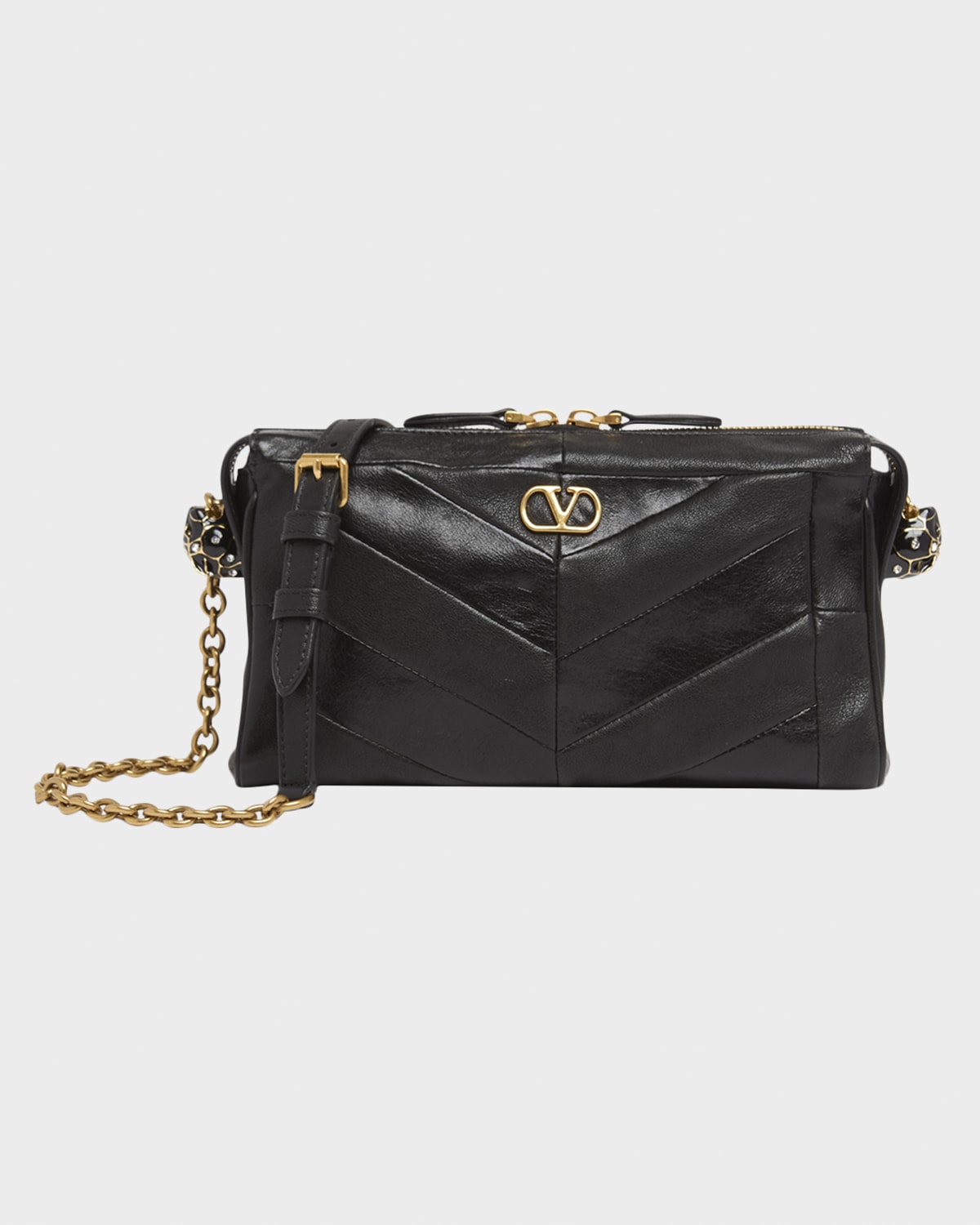 Valentino Small Chevron Patchwork Leather Shoulder Bag