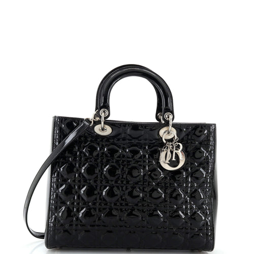 Lady Dior Bag Cannage Quilt Patent Large
