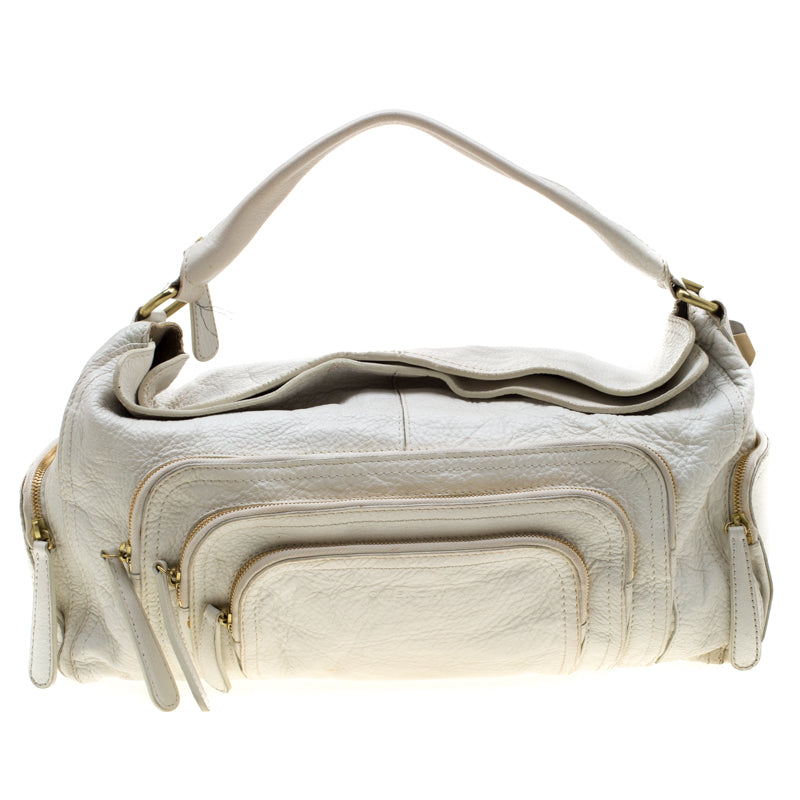 Givenchy White Leather Multiple Zip Shoulder Bag