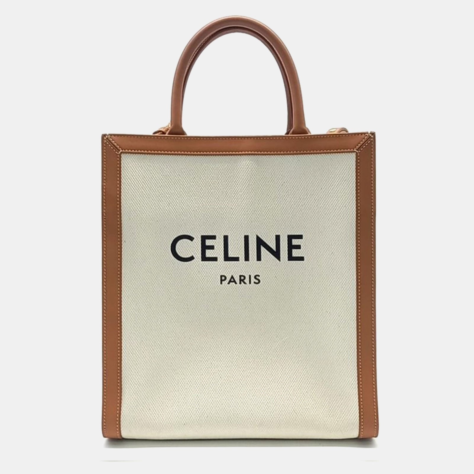 Celine Kleine vertikale Tragetasche Cabas aus Stoff und Leder in Beige/Braun