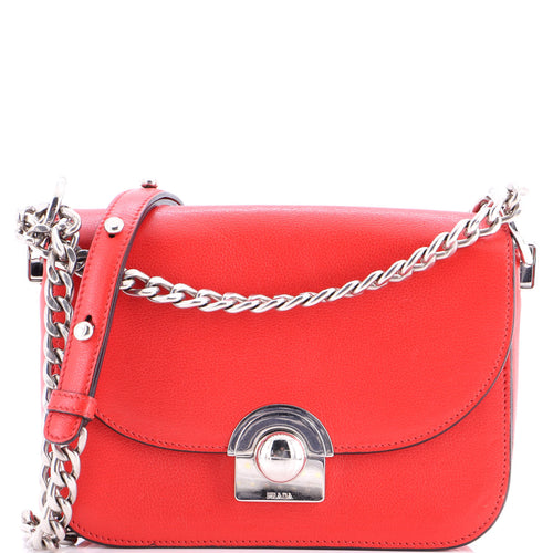 PRADA Arcade Chain Flap Bag Glace Calf