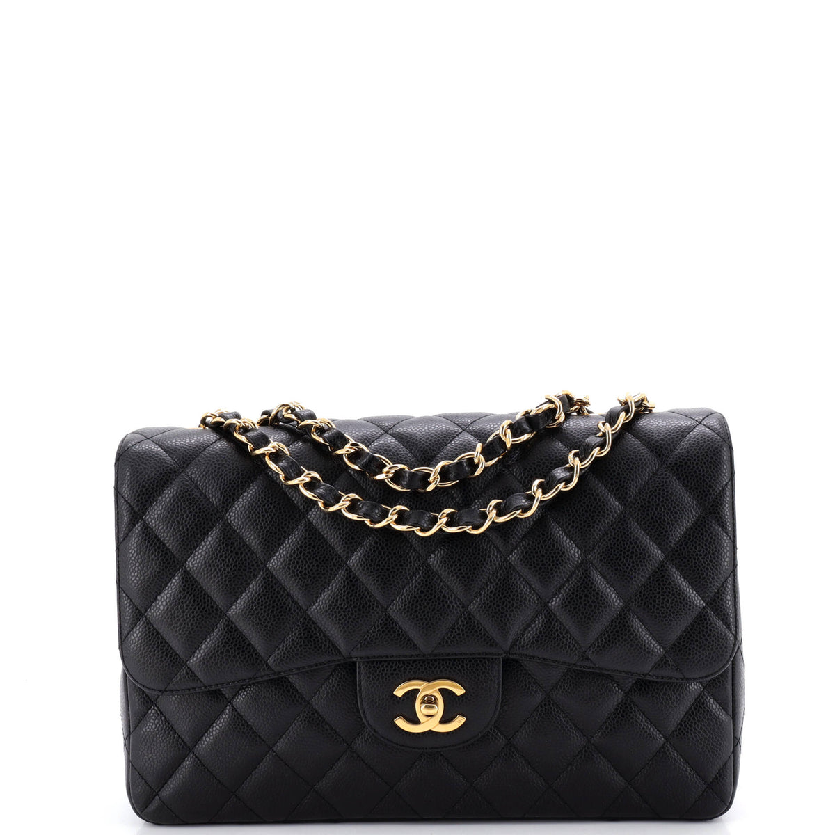 Chanel CHANEL Classic Single Flap Bag Quilted Caviar Jumbo