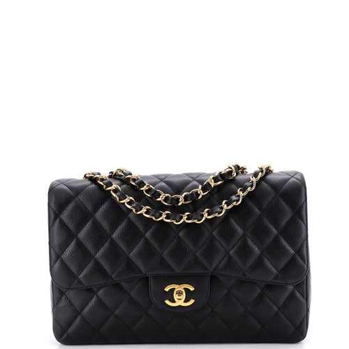 CHANEL Classic Single Flap Bag Quilted Caviar Jumbo