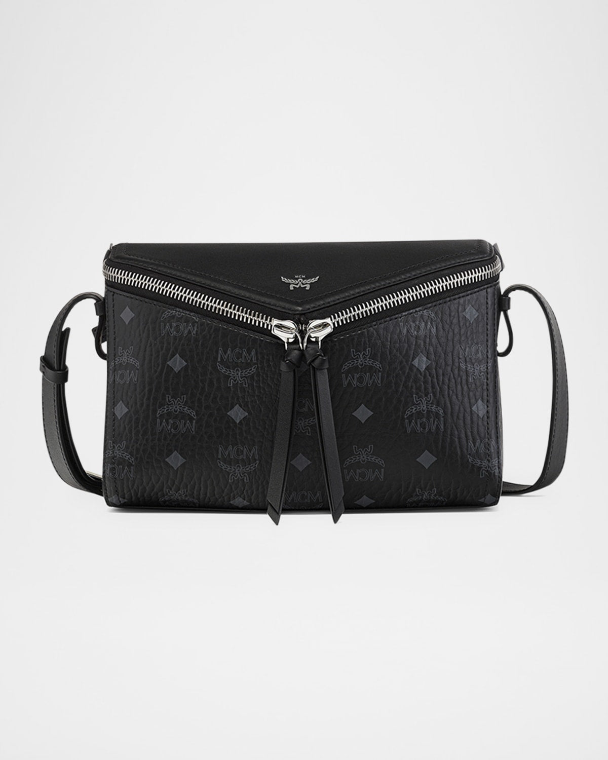 MCM Visetos Zip Faux Leather Shoulder Bag