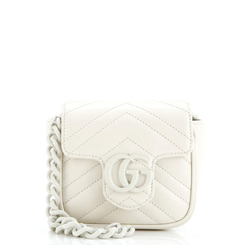 GUCCI GG Marmont Flap Belt Bag Matelasse Leather Mini
