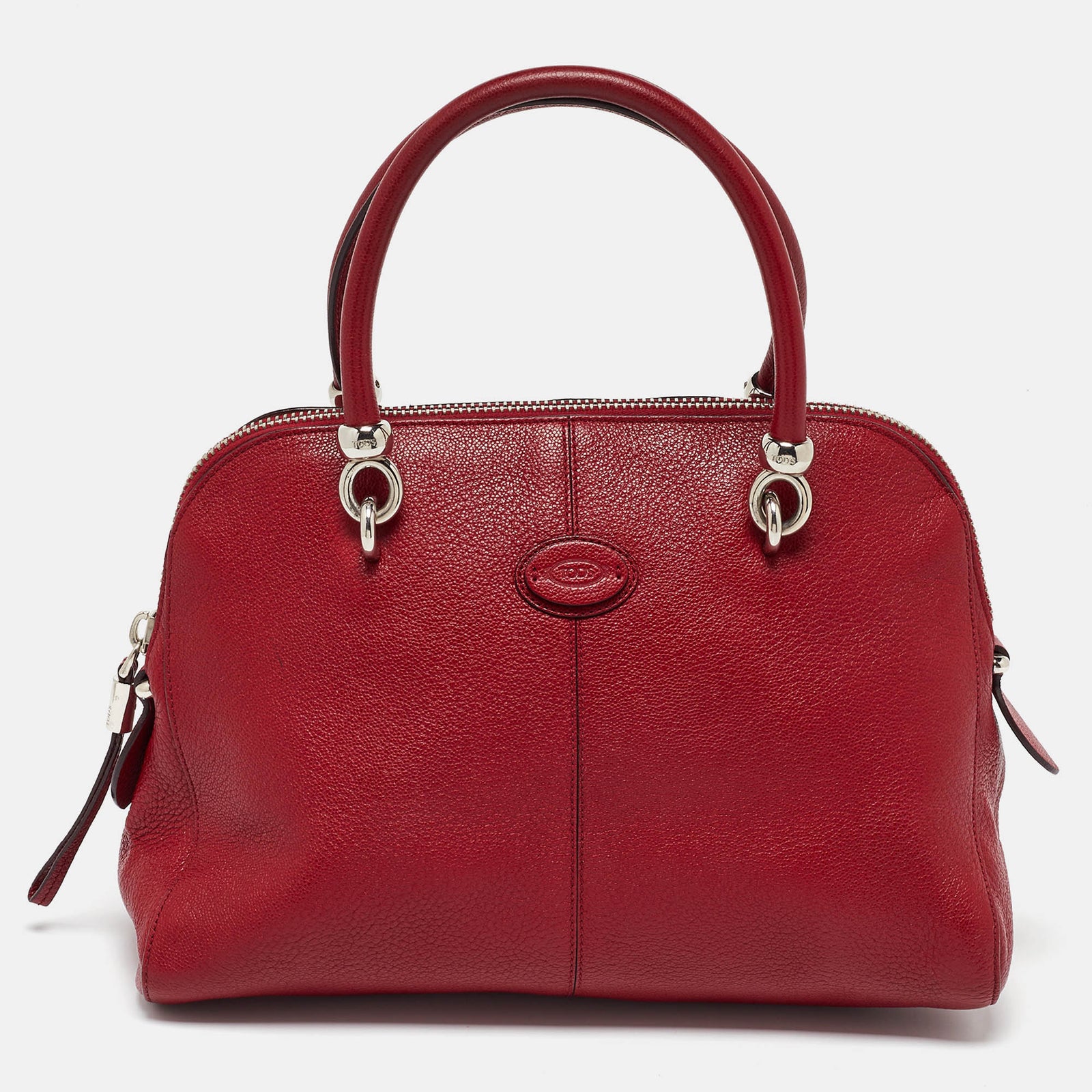 Tod's Red Leather Sella Bowler Bag