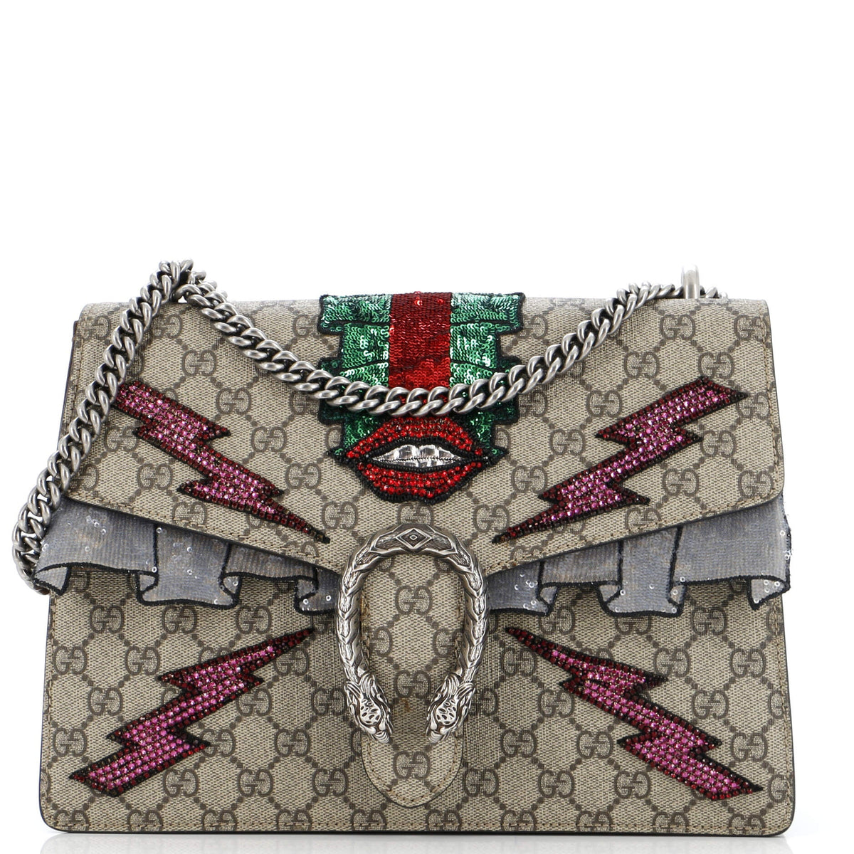 Gucci GUCCI Dionysus Bag Embellished GG Coated Canvas Medium