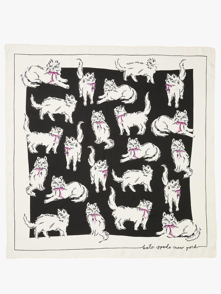 Kate Spade Au Pretty Kitty Silk Square Scarf