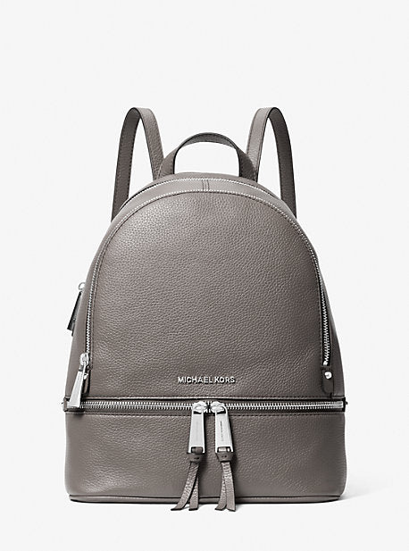 MK Rhea Medium Leather Backpack - Grey - Michael Kors