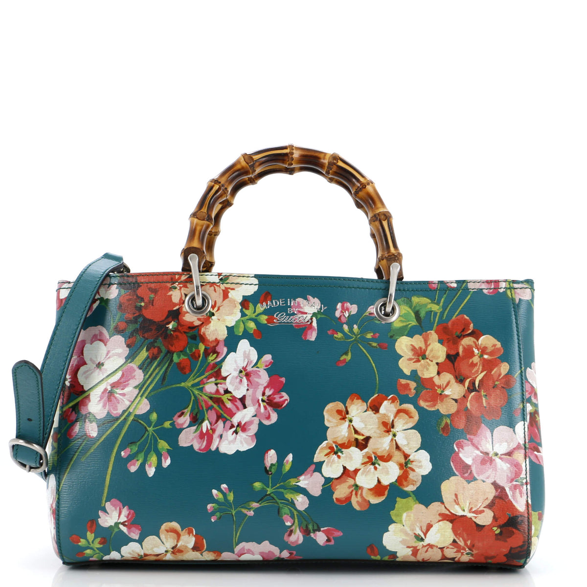 Gucci GUCCI Bamboo Shopper Tote Blooms Print Leather Medium