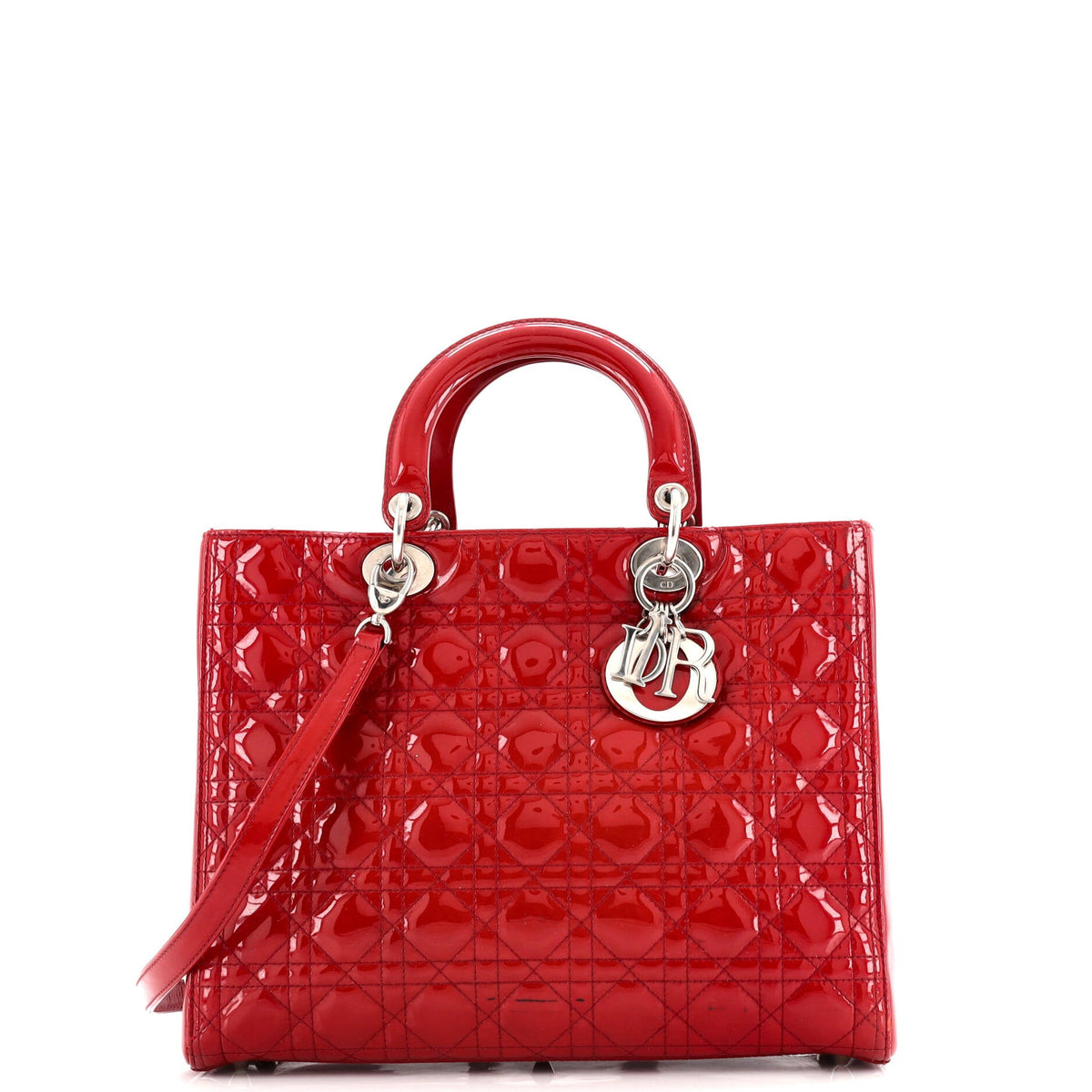 Christian Dior Lady Dior Bag Cannage Quilt Patent Large