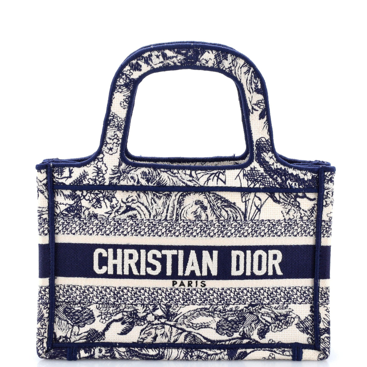 Christian Dior Toile de Jouy Book Tote Embroidered Canvas Mini