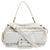 White Leather East West Buckle Top Handle Bag