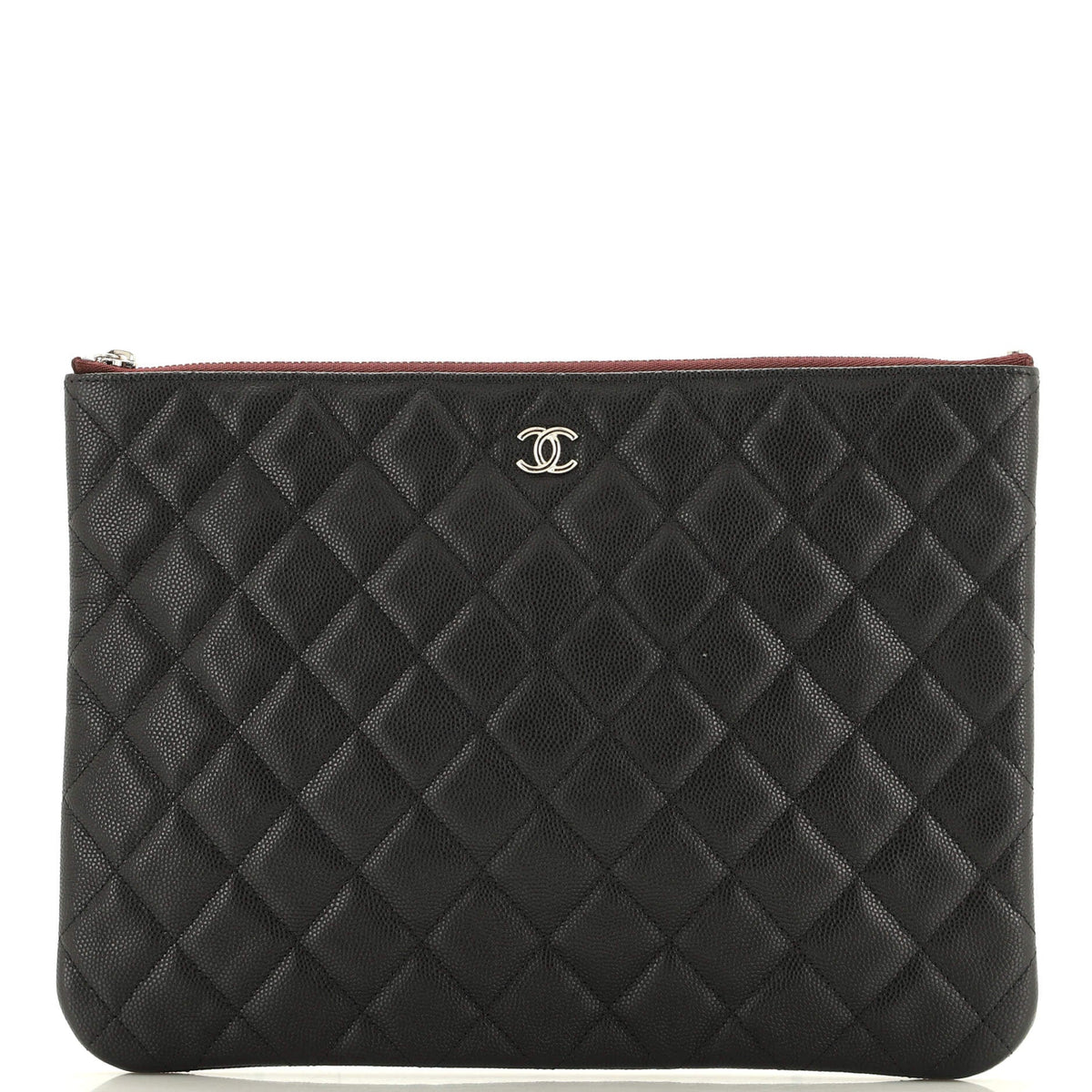 Chanel CHANEL O Case Clutch Quilted Caviar Medium